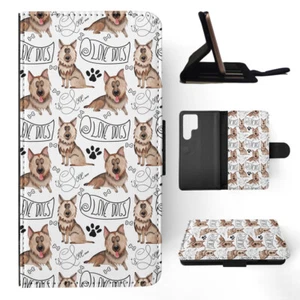FLIP CASE FOR SAMSUNG GALAXY|GERMEN SHEPHERD DOG PUPPY PATTERN - Picture 1 of 120