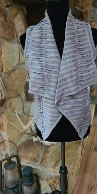 GILI Woven Leather Vest City Chic Light Smoke Gray Taupe Sz 4 Open Front - Image 1 of 4