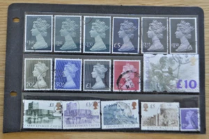 Machin High Values 20p to £10 1970-1997 + Wilding collection fair to good used - Picture 1 of 2