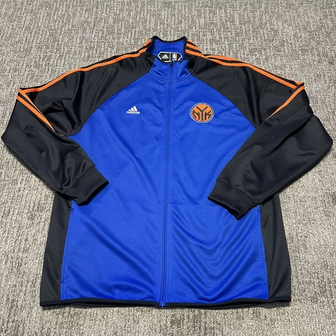 New York Knicks Adidas Men’s Track Jacket Royal Blue Embroidered Full Zip XL Cover
