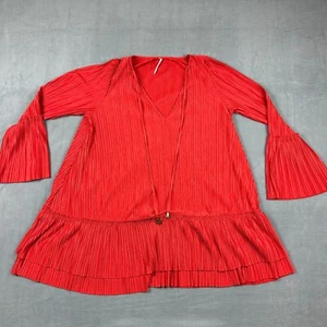 Free People Dress Womens Small Can’t Help It Red Pleated Flowy Mini Boho - Picture 1 of 9