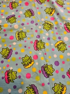 2 YARD 30" FROG TOAD LILLY PAD POLKA DOT CIRCLE FLANNEL FABRIC~SEWING RAG QUILT - Picture 1 of 4