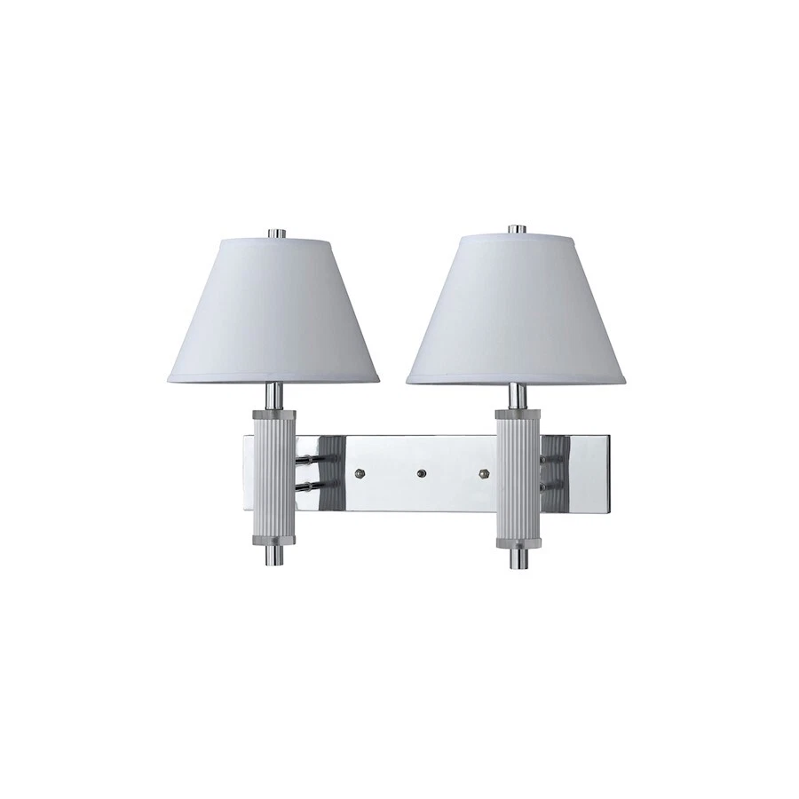 Cal Lighting 2 Light Wall Lamp, Chrome/White, 19" - LA-8003W2L-1CH - Image 1 of 1