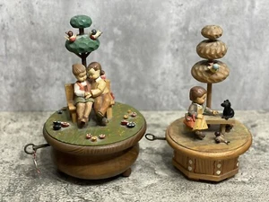 Vintage Swiss Thorens carved Wood Music Boxes Plays "GIGI" & “Love Story” - Picture 1 of 12
