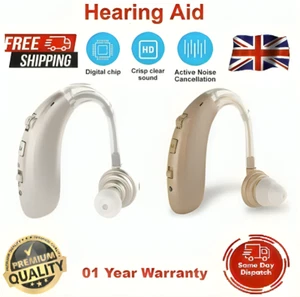 Digital Hearing Aid Rechargeable/ Battery Behind Ear Sound Amplifier UK Stock - Picture 1 of 19