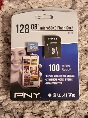 128gb PNY Micro SDXC ELITE Flash Card 100MB/S Card New in Package With Adapter - Image 1 of 3