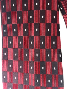 Bergamo New York Red Black Squares Silk Point Neck Tie 59" 3-3/4" - Picture 1 of 6