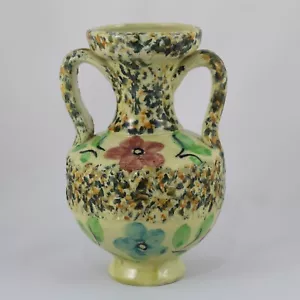 Antiguo JARRON Florero Ceramica Popular ESPAÑA Pintado a mano Jaspeado VINTAGE - Foto 1 di 5