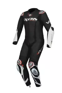 Traje IXON Vortex 3 Motocicleta 1PIEZA Cuero Negro/Blanco Compatible con Airbag Ixon - Imagen 1 de 3