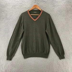 John Bartlett Consensus Sweater Mens M Green Long Sleeve Pullover V-Neck Casual - Picture 1 of 12