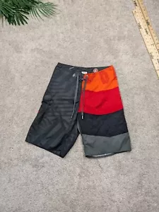 Volcom Swim Trunks Mens 28 Orange Black Board Shorts Swimming Colorblock 90s y2k - Picture 1 of 10