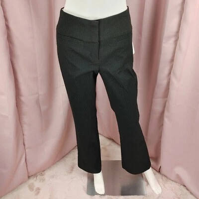Pantalones de vestir Matty M para mujer negros a rayas pierna acampanada tiro medio 8 nuevos con etiquetas Foto 1 de 4