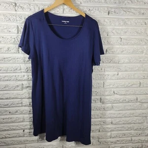 Lands End Womens Dress Extra Large XL Mini Short Sleeve Blue Cotton Casual - Picture 1 of 9