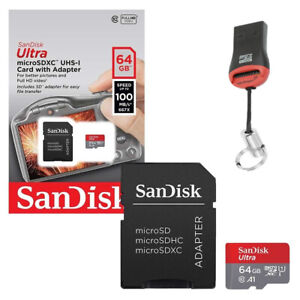 SanDisk 64GB Micro SD Memory Card Micro SDXC SD Adapter +USB Card Reader