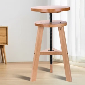 Taburete de haya giratorio de 48-65,5 cm de altura ajustable barra de cocina taburete alto silla - Imagen 1 de 23