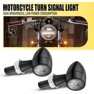 Mini intermitente de luz de señal de giro LED negro para motocicleta para Bobber Café Racer - Imagen 1 de 11