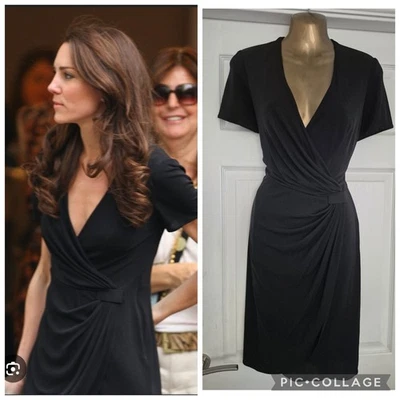 Issa Dress AURU 100% Silk Faux Wrap Aso Kate Middleton Princess Royal Uk 12 Us8 - Image 1 of 4