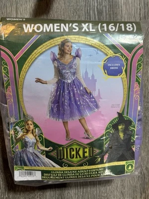 Woman Deluxe Wicked For Good Glinda Dress Costume Disguise Size XL 16/18 NEW - Image 1 of 2