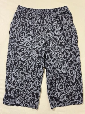 Pantalones Karen Scott Capris Cintura Cómoda Azul/Negro Calce Relajado Mujer L Foto 1 de 4