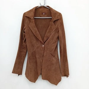 Ochre Suede Jacket Size Small Women's Brown Tan Hackney Hem FLT-FPL - Picture 1 of 9