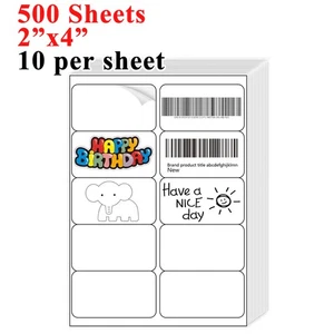 Etiquetas de envío de direcciones de 2"x4" autoadhesivas 10 por hoja para inyección de tinta láser 10 UP - Imagen 1 de 5