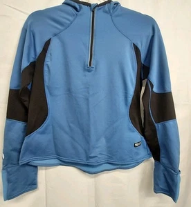 Brooks Sports Hoodie Womens Small Blue Vapor Dry Running Thumb Holes Quarter Zip - Picture 1 of 9