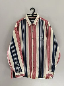 Vintage Gitano Men’s Striped Button Down Long Sleeve Shirt Size XL Cotton Cream - Picture 1 of 5