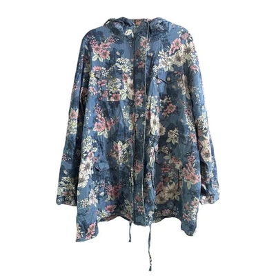 Chaqueta anorak de mezclilla floral talla grande Torrid para mujer talla 3 3X  Foto 1 de 4
