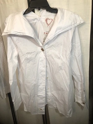 ELISA CAVALETTI DANIELA DALLAVALLE Blanco Algodón Dorado Abotonado XL Manga Larga Foto 1 de 4