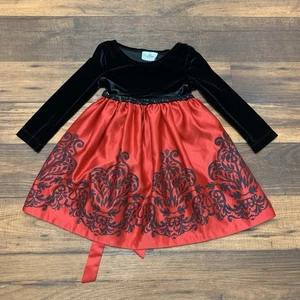 Rare Editions girls dress festive red black holiday size 4T Long Sleeve, Elegant - Picture 1 of 18