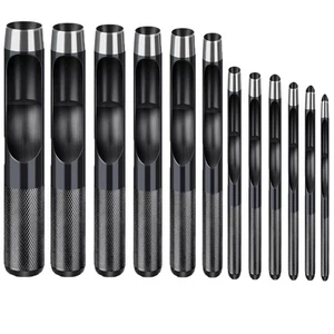 12PCS Leather Hole Punch Leather Punch Tool Heavy Duty Round Hollow Punch for... - Picture 1 of 7