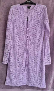 Boohoo Lilac Lace Up Lace Dress Sz 16 - Picture 1 of 5