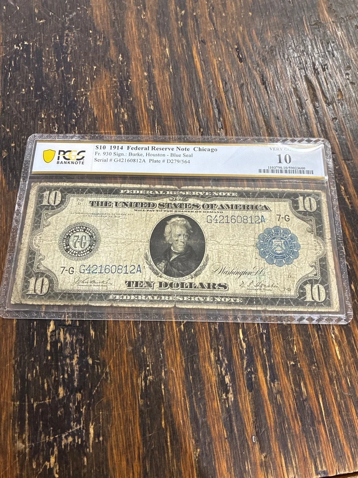 $10 1914 Federal Reserve Note Chicago ( very good 10 ) - Image 1 of 4