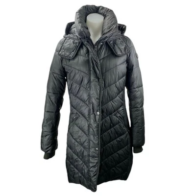 Chaqueta Abrigo Abercrombie & Fitch Mujer Negra Cremallera Completa Parka Capucha Puffer S Foto 1 de 4