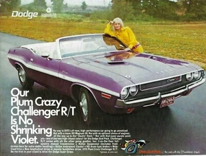 1970 Dodge Challenger Plum Crazy R/T Convertible Blonde Original Print Photo Ad - Picture 1 of 1