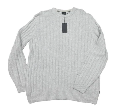 Boss Hugo Boss Men's Gray Laaron Wool Cashmere Ribbed Crew-Neck Pullover Sweater - Image 1 of 3