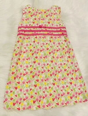 Vestido festoneado Lilly Pulitzer niños niñas punta tulipán talla 4 Foto 1 de 3