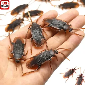 Prank Cockroaches Realistic Cock Roach Rubber Fake Creepy Bugs Gag Toy Joke 40pc - Picture 1 of 4