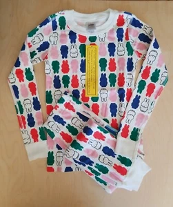 NWT HANNA ANDERSSON PINK MULTI MIFFY BUNNY RABBIT LONG JOHN PAJAMAS 140 10 - Picture 1 of 5