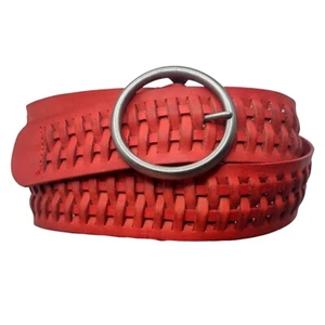 Old Navy Burnt Orange Braided Woven Leather Women's Size M 36 Belt 1.5" Wide 40" - Picture 1 of 15