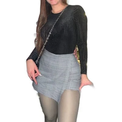 GUESS BODY MUJER TERCIOPELO NEGRO RAYAS TRANSPARENTES MANGA LARGA TALLA XS Foto 1 de 4