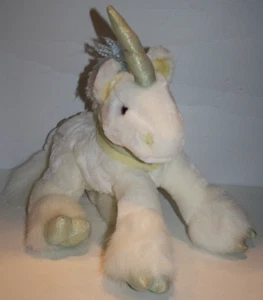 Commonwealth Unicorn White Plush 12" Iridescent Pastel Yarn Mane Stuffed 2001 - Picture 1 of 16