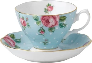 Juego de tazas de té y platillos Royal Albert Polka Blue vintage 180 ml en caja de regalo PVP $249 - Imagen 1 de 4