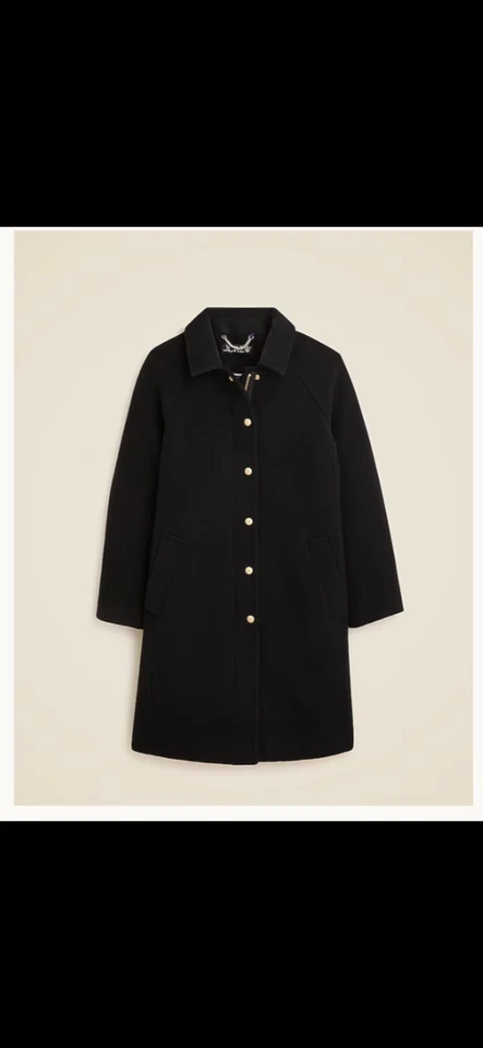 J.CREW. Women Coat With Hood Black . With Button And Zipper Size 6 Style CD571