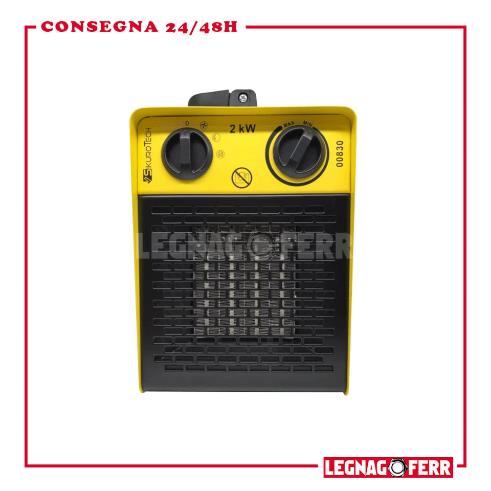 Stufa Elettrica Stufetta a Basso Consumo 1000/2000W 160 m^3 ora Sikurotech - Immagine 1 di 2