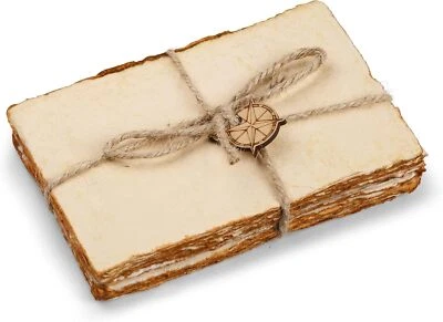 Tarjetas en blanco antiguas hechas a mano con borde de baraja - Paquete de 50 de 4"x6" - Medios mixtos Foto 1 de 4