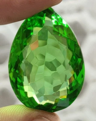 AAA+ 74.5 Ct. Large Green Peridot Faceted Pear Cut Loose Gemstone Gift for Women - Image 1 of 4