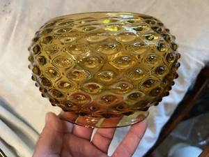 NICE Victorian AMBER Hobnail Kerosene Oil Gas FISHBOWL Lamp Shade 2 - Picture 1 of 5