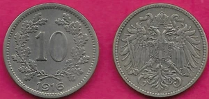 AUSTRIA 10 HELLER 1916 XF SHIELD WITH LION AND STARS,DOUBLE EAGLE'S BREAST,FRANZ - Picture 1 of 1