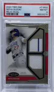 Ultra Rare, Pop. 1 - Topps Tier One -Seiya Suzuki Dual Relic /49 - PSA 8 - Picture 1 of 8